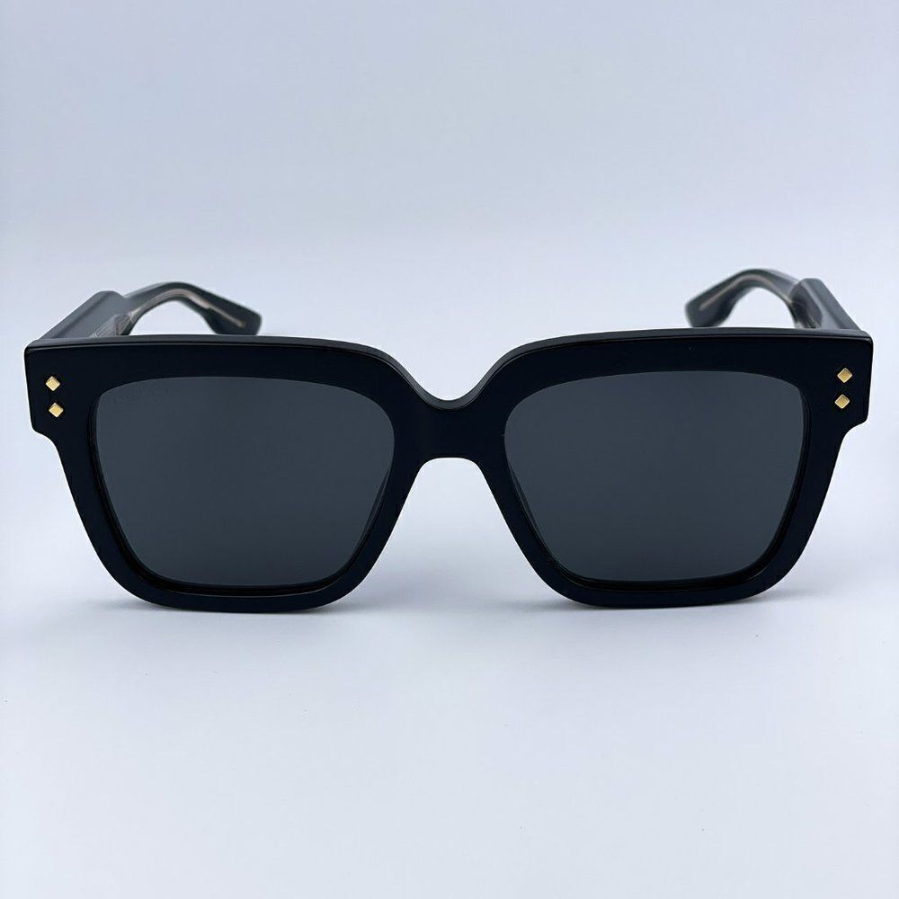 NEW Gucci GG1084S 001 Black Grey Square Unisex Sunglasses - Picture 6 of 15
